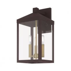 Nyack 3-Light Bronze Outdoor Wall Sconce by Livex Lighting -Livex Lighting shop bronze livex lighting outdoor sconces 20584 07 1f 1000