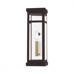 Hopewell 1-Light Bronze Outdoor Wall Lantern Sconce by Livex Lighting -Livex Lighting shop bronze livex lighting outdoor sconces 20703 07 4f 1000