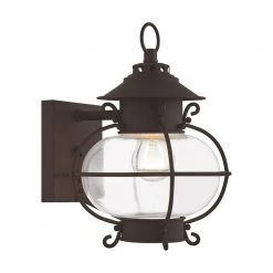 Harbor 1-Light Bronze Hardwired Outdoor Wall Lantern Sconce by Livex Lighting