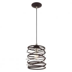 Geometric Shade Mini Pendants 1 Light Bronze Mini Pendant by Livex Lighting -Livex Lighting shop bronze livex lighting pendant lights 41320 07 1f 1000