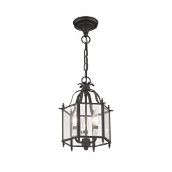 3-Light Bronze Pendant with Clear Beveled Glass Shade by Livex Lighting -Livex Lighting shop bronze livex lighting pendant lights 4403 07 4f 1000