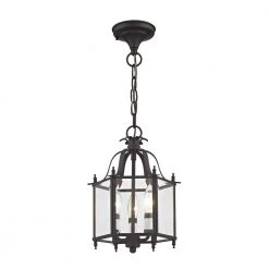 3-Light Bronze Pendant with Clear Beveled Glass Shade by Livex Lighting