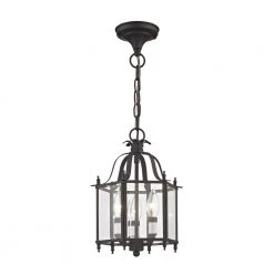 3-Light Bronze Pendant with Clear Beveled Glass Shade by Livex Lighting -Livex Lighting shop bronze livex lighting pendant lights 4403 07 fa 1000