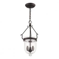 Jefferson 3 Light Bronze Chain Lantern by Livex Lighting -Livex Lighting shop bronze livex lighting pendant lights 5083 07 1f 1000
