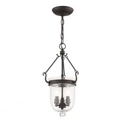Jefferson 3 Light Bronze Chain Lantern by Livex Lighting -Livex Lighting shop bronze livex lighting pendant lights 5083 07 4f 1000