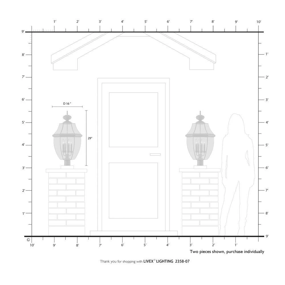 Monterey 4 Light Bronze Outdoor Post Top Lantern by Livex Lighting 3 Monterey 4 Light Bronze Outdoor Post Top Lantern by Livex Lighting - Image 3