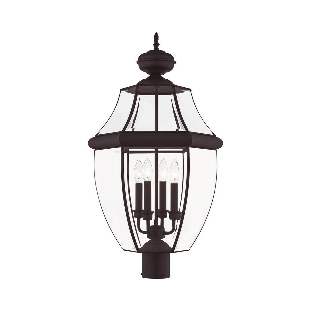 Monterey 4 Light Bronze Outdoor Post Top Lantern by Livex Lighting 6 Monterey 4 Light Bronze Outdoor Post Top Lantern by Livex Lighting - Image 6