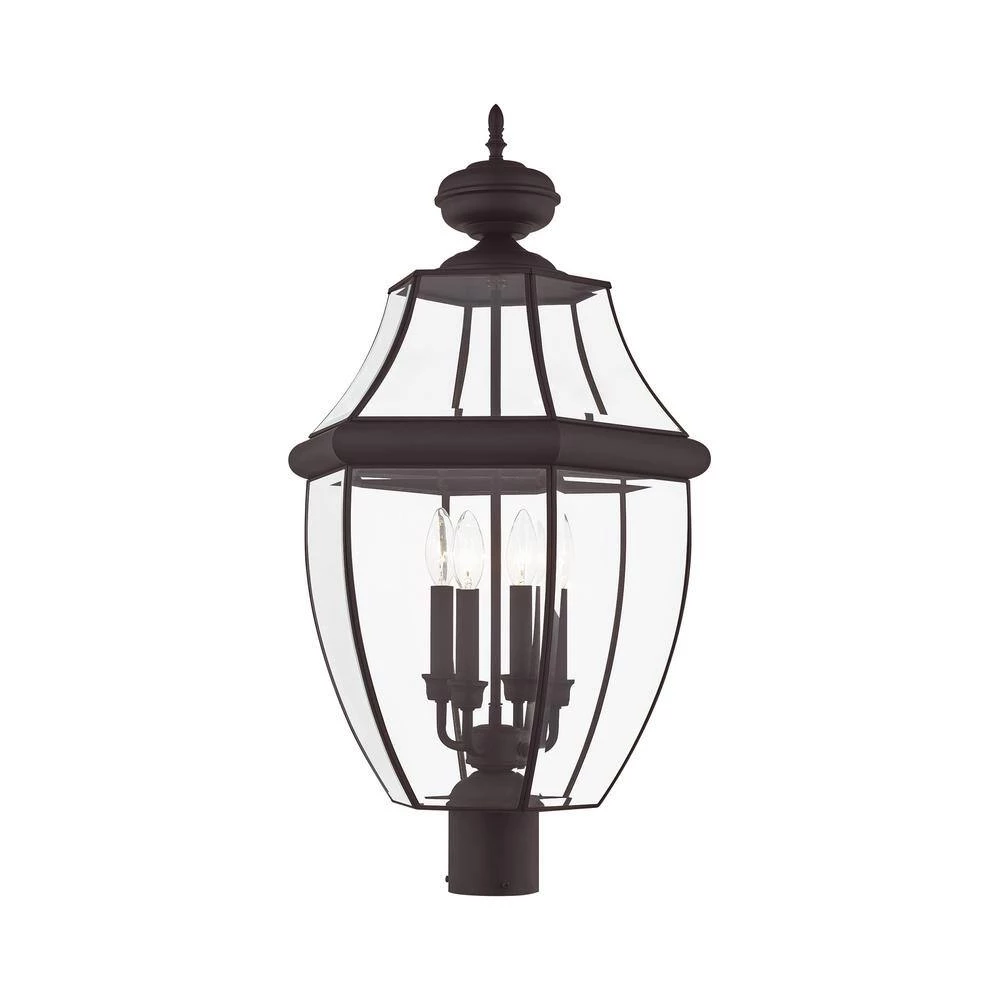 Monterey 4 Light Bronze Outdoor Post Top Lantern by Livex Lighting 7 Monterey 4 Light Bronze Outdoor Post Top Lantern by Livex Lighting - Image 7