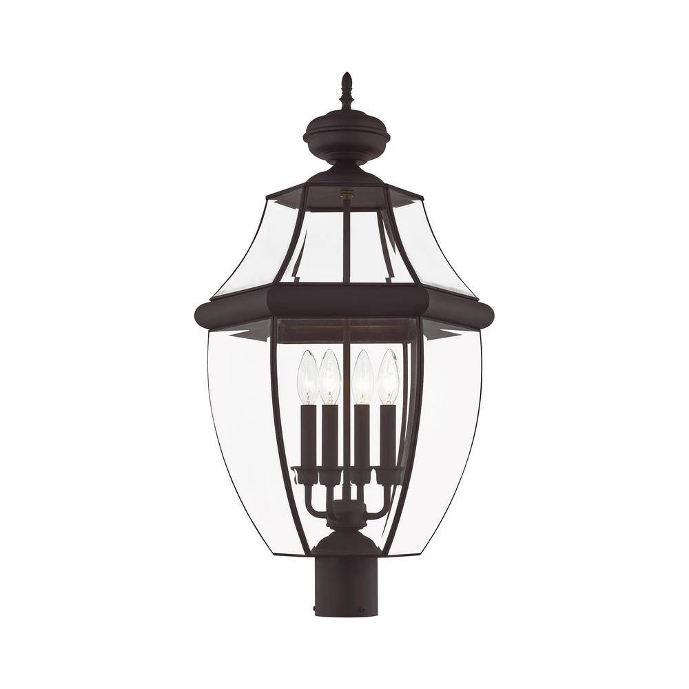 Monterey 4 Light Bronze Outdoor Post Top Lantern by Livex Lighting 5 Monterey 4 Light Bronze Outdoor Post Top Lantern by Livex Lighting - Image 5