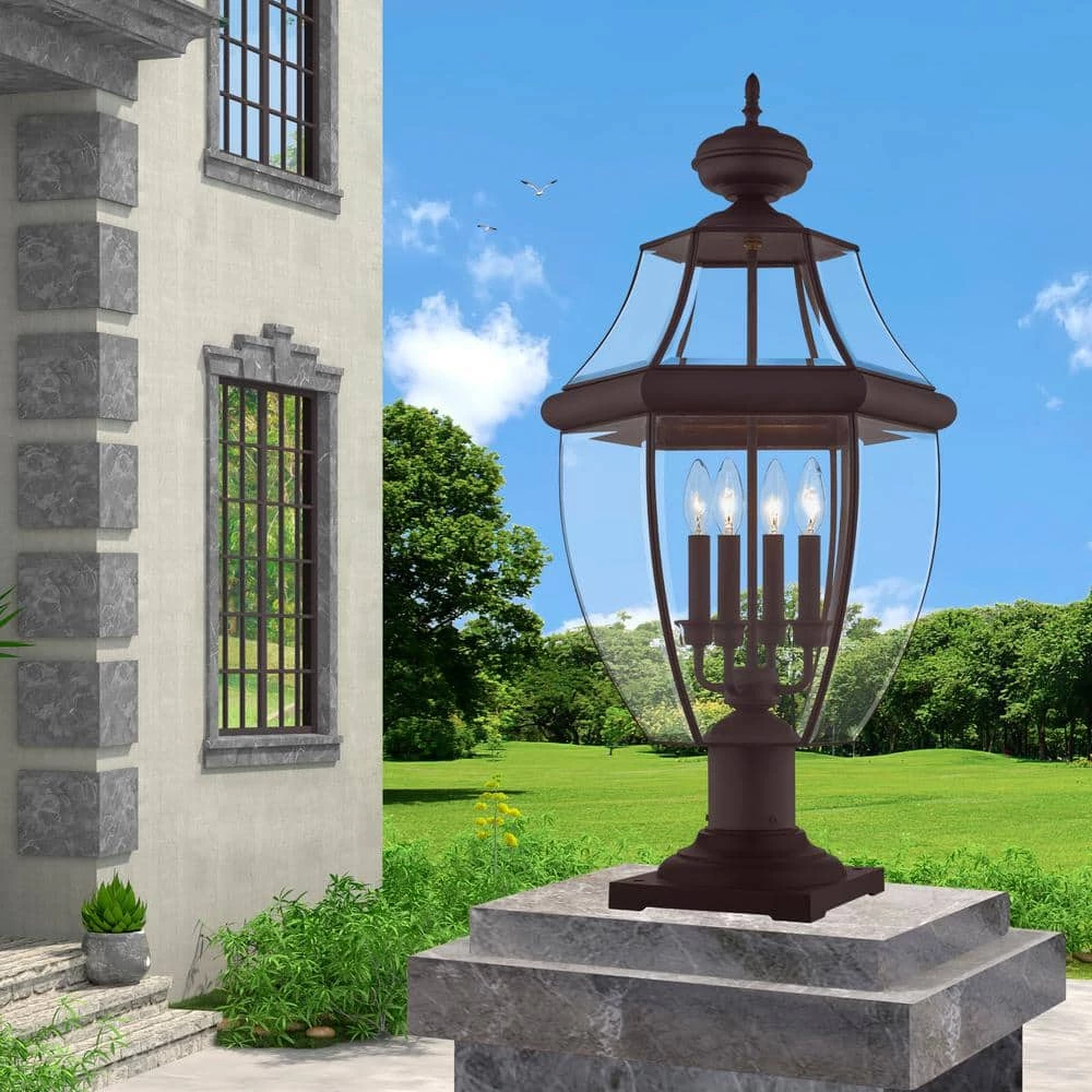 Monterey 4 Light Bronze Outdoor Post Top Lantern by Livex Lighting 2 Monterey 4 Light Bronze Outdoor Post Top Lantern by Livex Lighting - Image 2