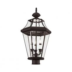 Georgetown 3 Light Bronze Outdoor Post Top Lantern by Livex Lighting -Livex Lighting shop bronze livex lighting post lanterns 2364 07 4f 1000