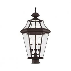Georgetown 3 Light Bronze Outdoor Post Top Lantern by Livex Lighting