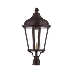 Morgan 3 Light Bronze Outdoor Post Top Lantern by Livex Lighting -Livex Lighting shop bronze livex lighting post lanterns 76194 07 1f 1000