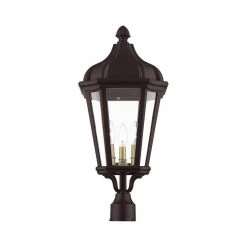 Morgan 3 Light Bronze Outdoor Post Top Lantern by Livex Lighting -Livex Lighting shop bronze livex lighting post lanterns 76194 07 4f 1000