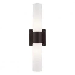 Aero 2 Light Bronze ADA Wall Sconce with Hand Blown Satin Opal White Twist Lock Glass by Livex Lighting -Livex Lighting shop bronze livex lighting vanity lighting 10102 07 4f 1000