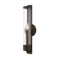Castleton 1-Light Bronze Tall ADA Wall Sconce with Clear Glass by Livex Lighting