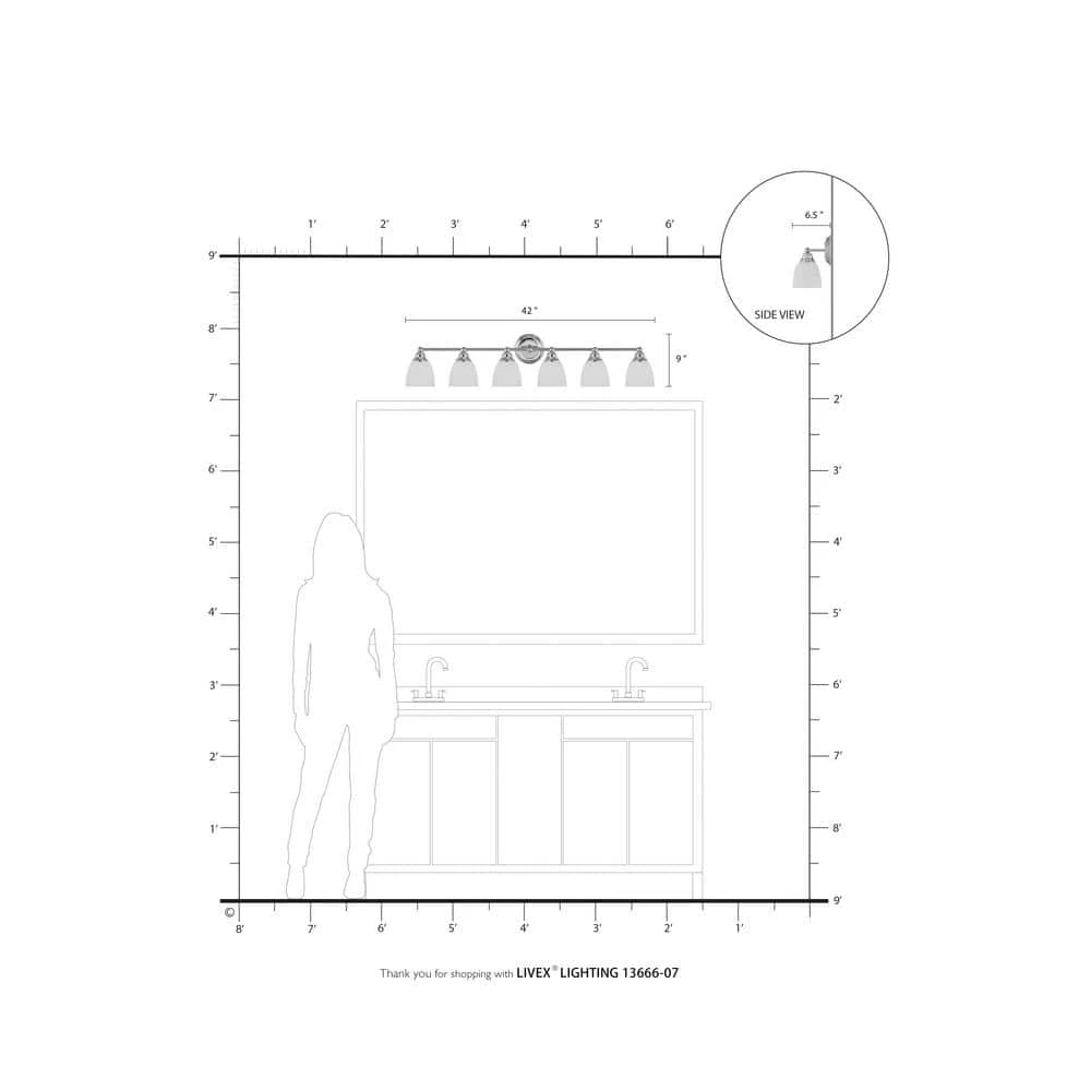 Somerville 6 Light Bronze Bath Vanity by Livex Lighting 4 Somerville 6 Light Bronze Bath Vanity by Livex Lighting - Image 4