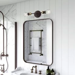 Lansdale 2-Light Bronze ADA Vanity Sconce with Antique Brass Accents by Livex Lighting -Livex Lighting shop bronze livex lighting vanity lighting 14422 07 40 1000