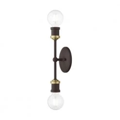 Lansdale 2-Light Bronze ADA Vanity Sconce with Antique Brass Accents by Livex Lighting -Livex Lighting shop bronze livex lighting vanity lighting 14422 07 44 1000