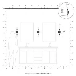 Lansdale 2-Light Bronze ADA Vanity Sconce with Antique Brass Accents by Livex Lighting -Livex Lighting shop bronze livex lighting vanity lighting 14422 07 66 1000