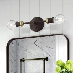 Lansdale 2-Light Bronze ADA Vanity Sconce with Antique Brass Accents by Livex Lighting -Livex Lighting shop bronze livex lighting vanity lighting 14422 07 a0 1000