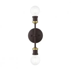 Lansdale 2-Light Bronze ADA Vanity Sconce with Antique Brass Accents by Livex Lighting -Livex Lighting shop bronze livex lighting vanity lighting 14422 07 c3 1000