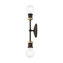 Lansdale 2-Light Bronze ADA Vanity Sconce with Antique Brass Accents by Livex Lighting -Livex Lighting shop bronze livex lighting vanity lighting 14422 07 fa 1000