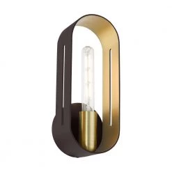 Ravena 5.125 in. Bronze Sconce with Gold and Antique Brass Accents by Livex Lighting -Livex Lighting shop bronze livex lighting vanity lighting 45762 07 1f 1000