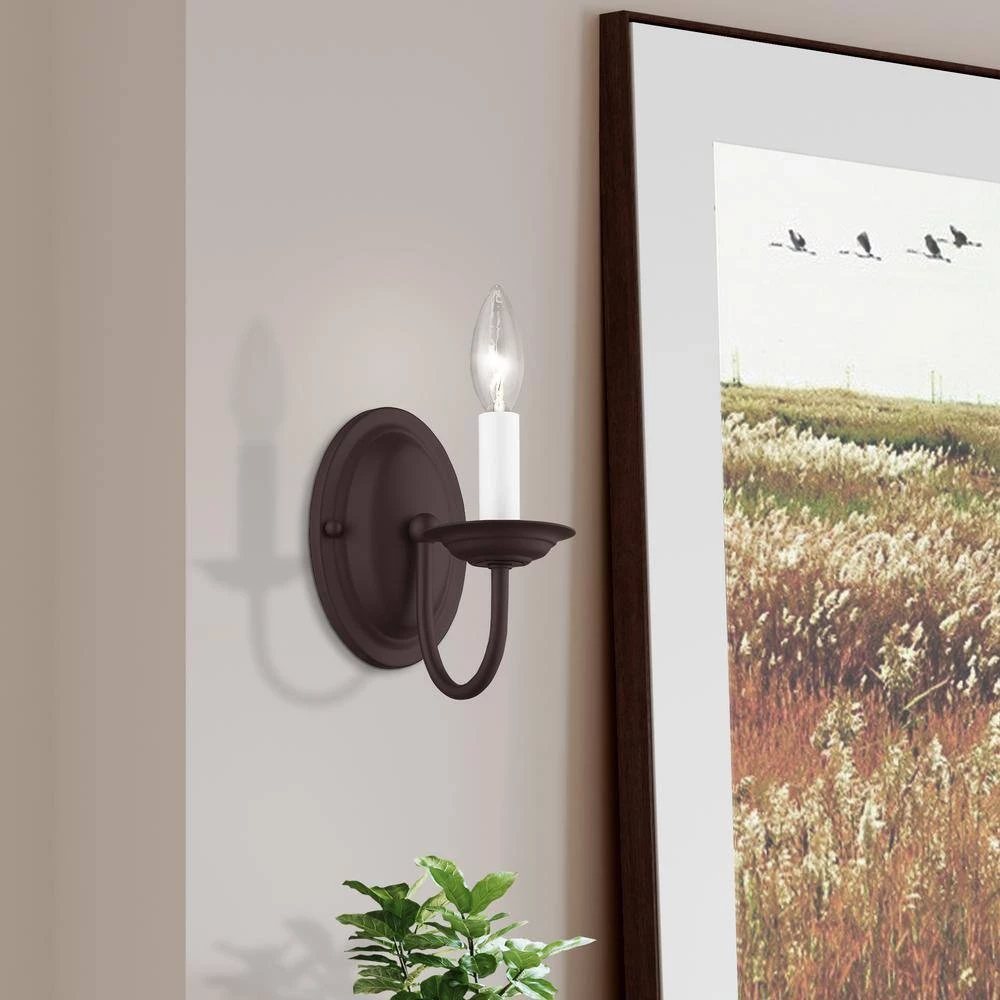 Home Basics 1 Light Bronze Wall Sconce by Livex Lighting 3 Home Basics 1 Light Bronze Wall Sconce by Livex Lighting - Image 3