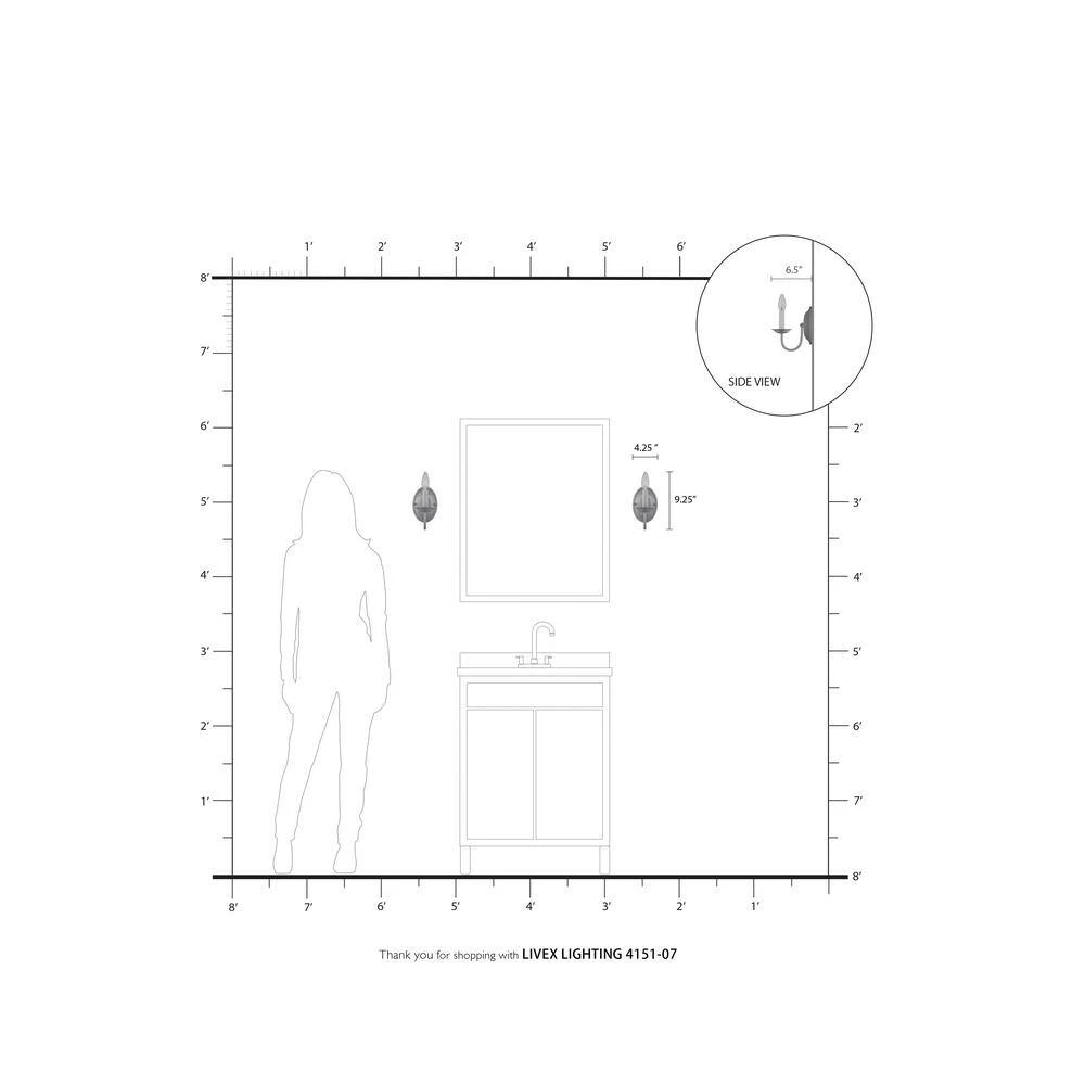 Home Basics 1 Light Bronze Wall Sconce by Livex Lighting 5 Home Basics 1 Light Bronze Wall Sconce by Livex Lighting - Image 5