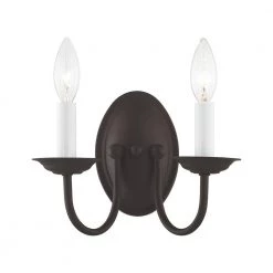 Home Basics 2 Light Bronze Wall Sconce by Livex Lighting