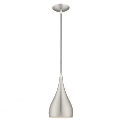 Metal Shade Mini Pendants 1 Light Brushed Aluminum Mini Pendant by Livex Lighting