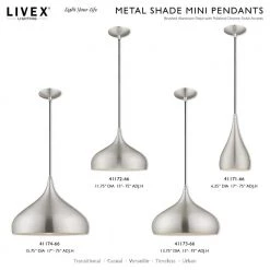 Metal Shade Mini Pendants 1 Light Brushed Aluminum Mini Pendant by Livex Lighting 19 Metal Shade Mini Pendants 1 Light Brushed Aluminum Mini Pendant by Livex Lighting -Livex Lighting shop brushed aluminum livex lighting pendant lights 41171 66 d4 1000
