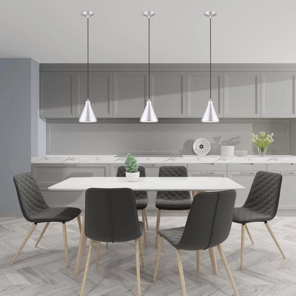 Metal Shade Mini Pendants 1 Light Brushed Aluminum Mini Pendant by Livex Lighting 5 Metal Shade Mini Pendants 1 Light Brushed Aluminum Mini Pendant by Livex Lighting - Image 5