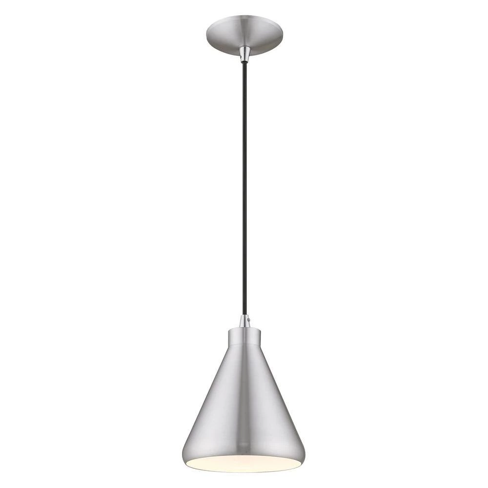 Metal Shade Mini Pendants 1 Light Brushed Aluminum Mini Pendant by Livex Lighting 9 Metal Shade Mini Pendants 1 Light Brushed Aluminum Mini Pendant by Livex Lighting - Image 9
