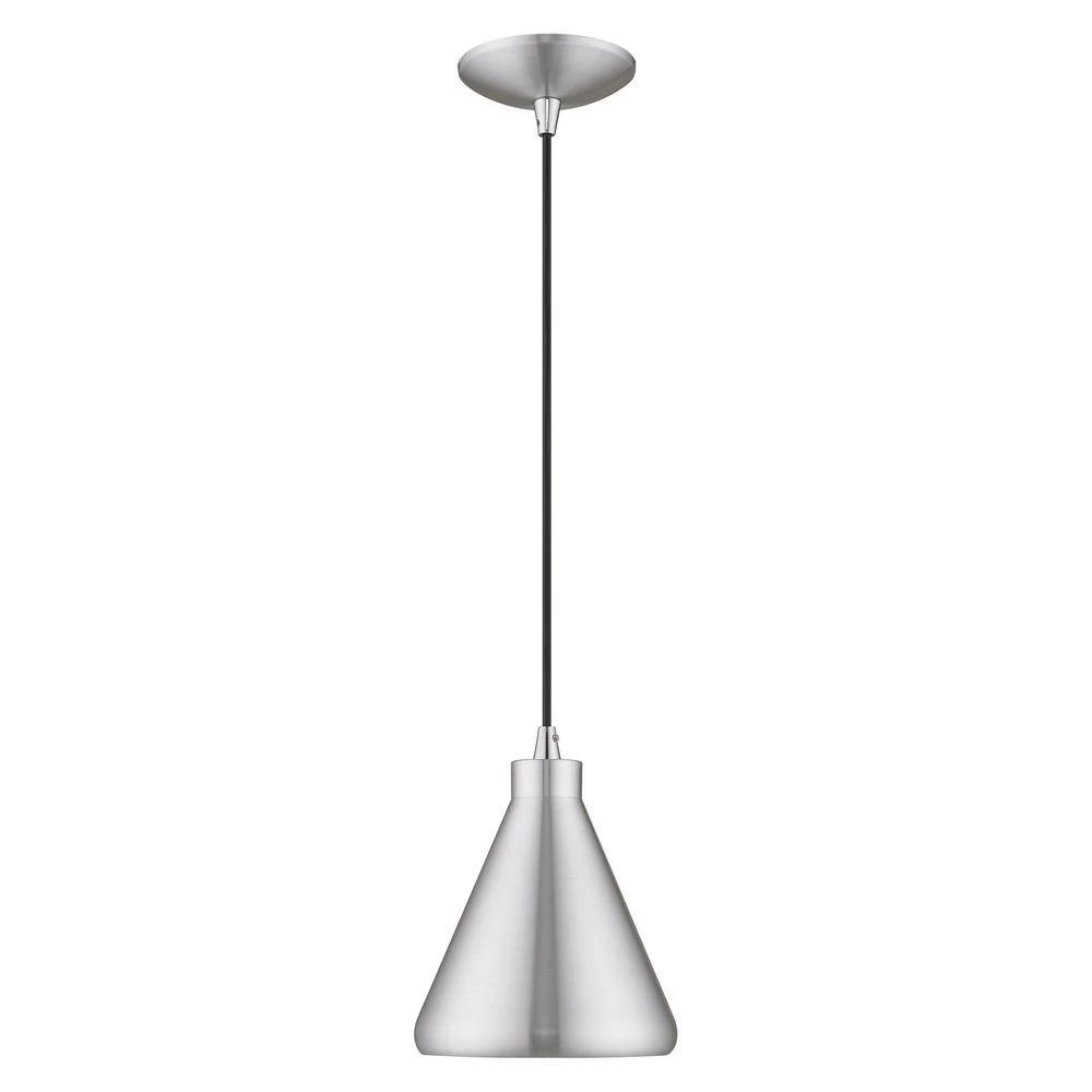 Metal Shade Mini Pendants 1 Light Brushed Aluminum Mini Pendant by Livex Lighting 8 Metal Shade Mini Pendants 1 Light Brushed Aluminum Mini Pendant by Livex Lighting - Image 8