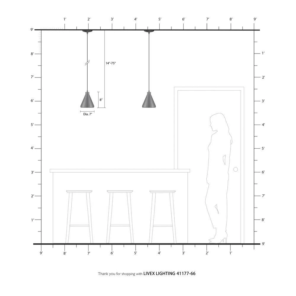 Metal Shade Mini Pendants 1 Light Brushed Aluminum Mini Pendant by Livex Lighting 6 Metal Shade Mini Pendants 1 Light Brushed Aluminum Mini Pendant by Livex Lighting - Image 6