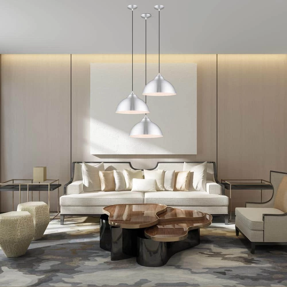 Metal Shade Mini Pendants 1 Light Brushed Aluminum Mini Pendant by Livex Lighting 5 Metal Shade Mini Pendants 1 Light Brushed Aluminum Mini Pendant by Livex Lighting - Image 5