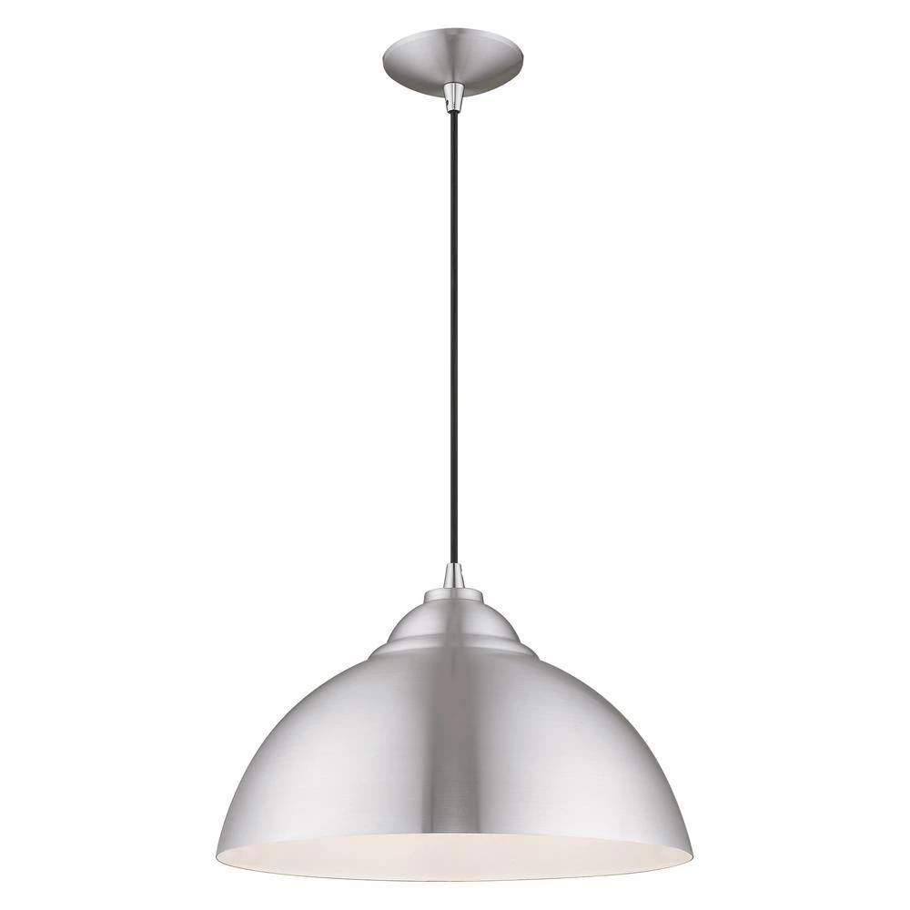 Metal Shade Mini Pendants 1 Light Brushed Aluminum Mini Pendant by Livex Lighting 9 Metal Shade Mini Pendants 1 Light Brushed Aluminum Mini Pendant by Livex Lighting - Image 9