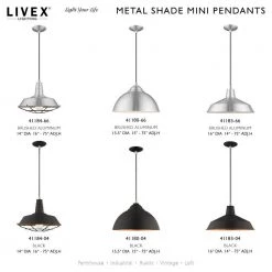 Metal Shade Mini Pendants 1 Light Brushed Aluminum Mini Pendant by Livex Lighting -Livex Lighting shop brushed aluminum livex lighting pendant lights 41184 66 d4 1000