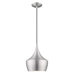 Metal Shade Mini Pendants 1 Light Brushed Aluminum Mini Pendant by Livex Lighting