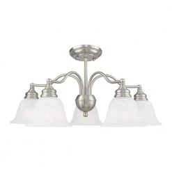 Essex 5-Light Brushed Nickel Semi Flush Mount/Convertible Chandelier by Livex Lighting -Livex Lighting shop brushed nickel livex lighting chandeliers 1346 91 44 1000