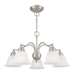 Essex 5-Light Brushed Nickel Semi Flush Mount/Convertible Chandelier by Livex Lighting -Livex Lighting shop brushed nickel livex lighting chandeliers 1346 91 4f 1000