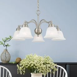 Essex 5-Light Brushed Nickel Semi Flush Mount/Convertible Chandelier by Livex Lighting -Livex Lighting shop brushed nickel livex lighting chandeliers 1346 91 d4 1000