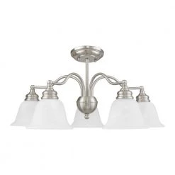 Essex 5-Light Brushed Nickel Semi Flush Mount/Convertible Chandelier by Livex Lighting -Livex Lighting shop brushed nickel livex lighting chandeliers 1346 91 fa 1000