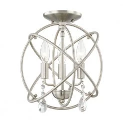 Aria 3 Light Brushed Nickel Convertible Mini Chandelier/Ceiling Mount by Livex Lighting -Livex Lighting shop brushed nickel livex lighting chandeliers 40903 91 44 1000