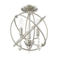 Aria 3 Light Brushed Nickel Convertible Mini Chandelier/Ceiling Mount by Livex Lighting -Livex Lighting shop brushed nickel livex lighting chandeliers 40903 91 76 1000
