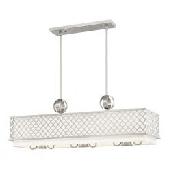 Arabesque 9 Light Brushed Nickel Linear Chandelier by Livex Lighting