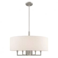 Meridian 6 Light Brushed Nickel Pendant Chandelier by Livex Lighting