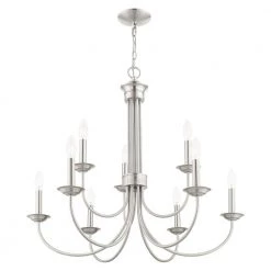 Estate 10 Light Brushed Nickel Chandelier by Livex Lighting -Livex Lighting shop brushed nickel livex lighting chandeliers 42687 91 1f 1000